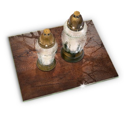 Posavaso de vidrio para velas Tablero de madera oscura