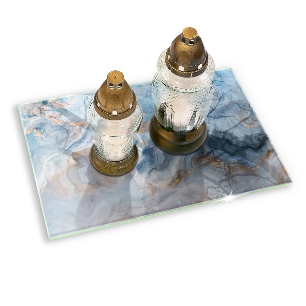 Posavaso de cristal para velas funerarias Textura de mármol