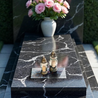 Posavaso de cristal para velas funerarias Textura de mármol