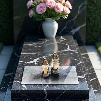 Posavaso de cristal para velas funerarias Textura de mármol