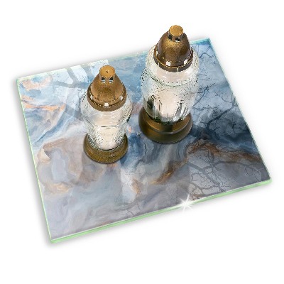 Posavaso de cristal para velas funerarias Textura de mármol