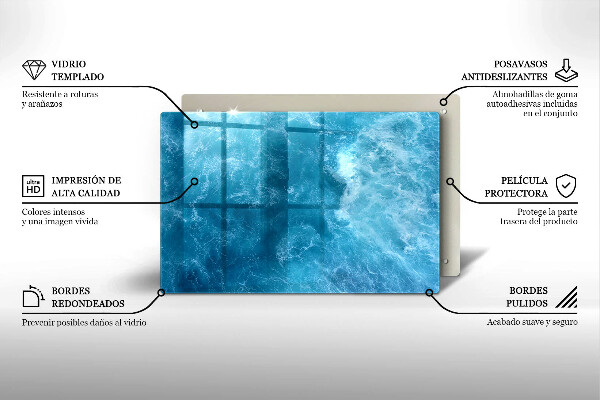 Posavaso de vidrio para velas funerarias Agua azul