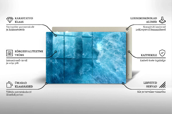 Posavaso de vidrio para velas funerarias Agua azul