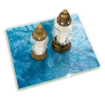 Posavaso de vidrio para velas funerarias Agua azul