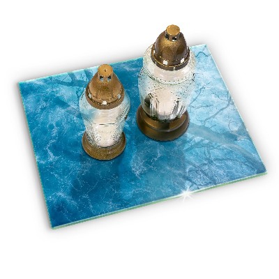 Posavaso de vidrio para velas funerarias Agua azul