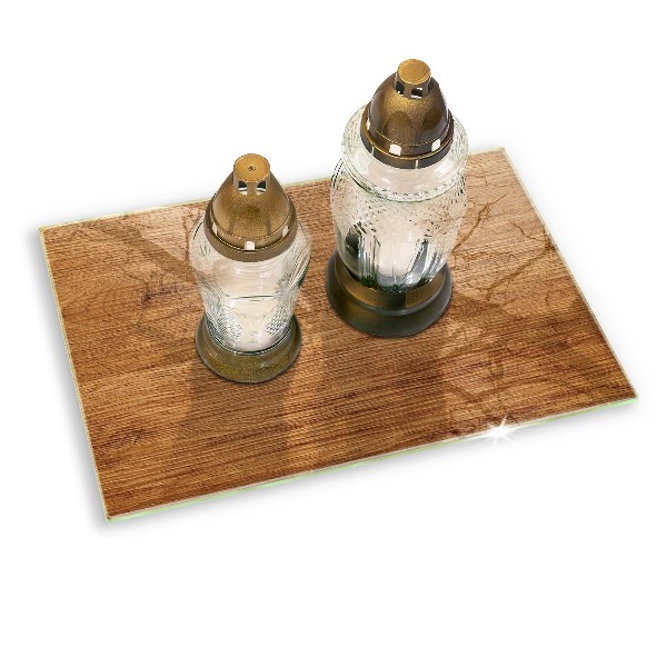 Posavaso de cristal para velas funerarias Textura de tablero de madera
