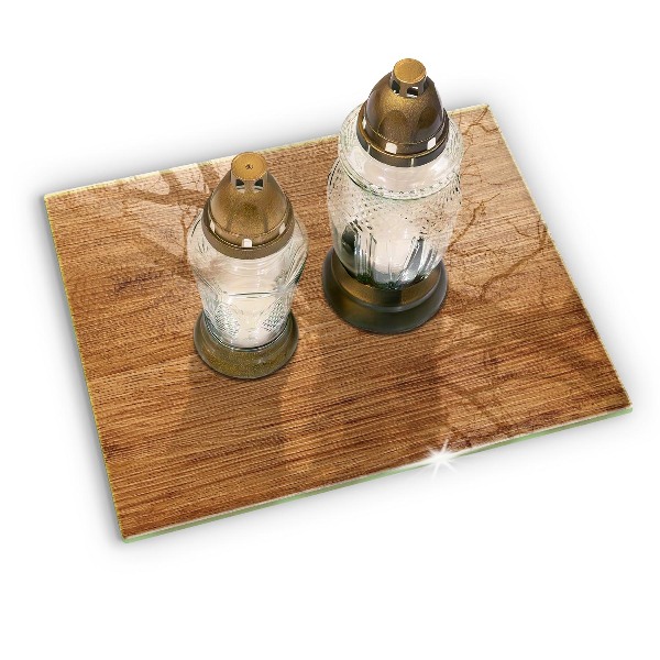 Posavaso de cristal para velas funerarias Textura de tablero de madera
