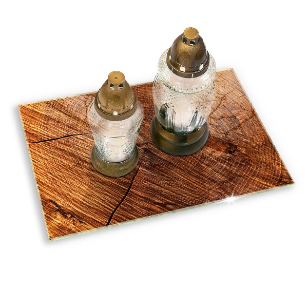 Posavaso de vidrio para velas funerarias Estructura de madera