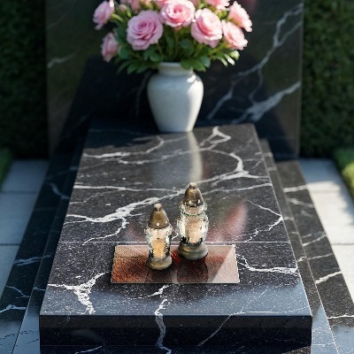 Posavaso de vidrio para velas funerarias Estructura de madera