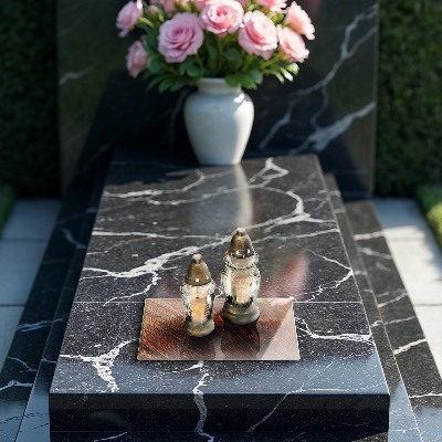 Posavaso de vidrio para velas funerarias Estructura de madera