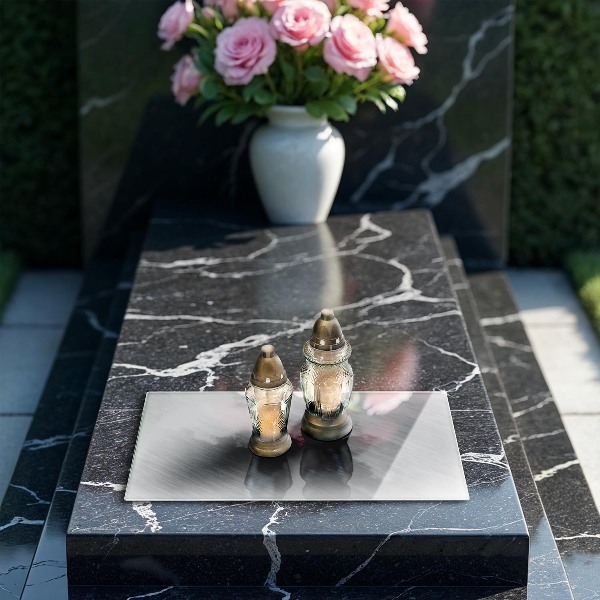 Posavaso de cristal para velas funerarias Fondo de textura de metal