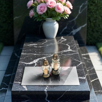 Posavaso de cristal para velas funerarias Fondo de textura de metal