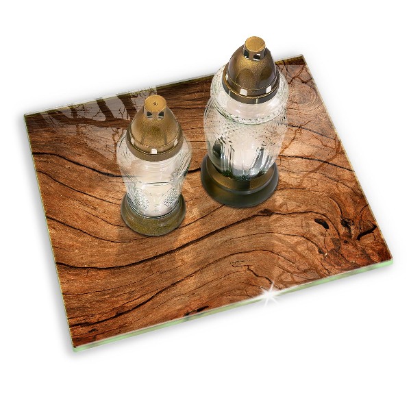 Posavaso de vidrio para velas funerarias Textura de tablón de madera