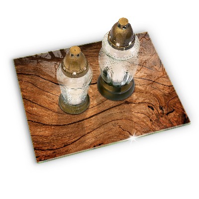 Posavaso de vidrio para velas funerarias Textura de tablón de madera