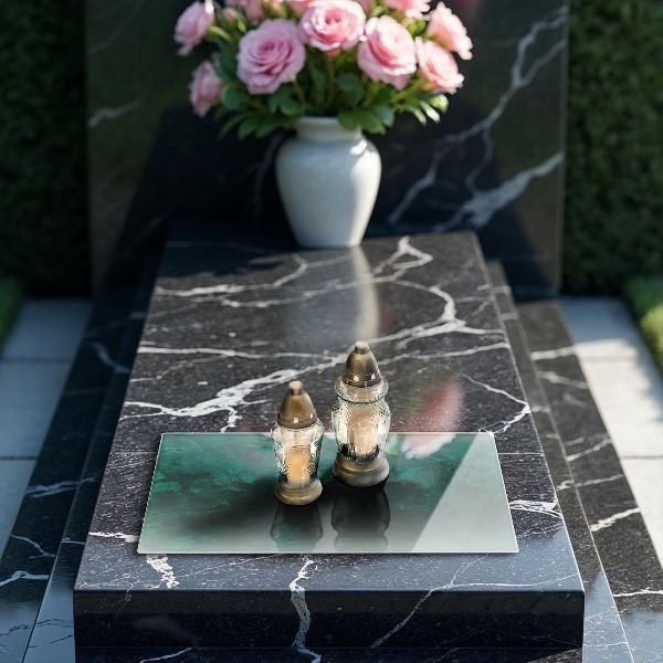 Posavaso de cristal para velas funerarias Textura de fondo de piedra