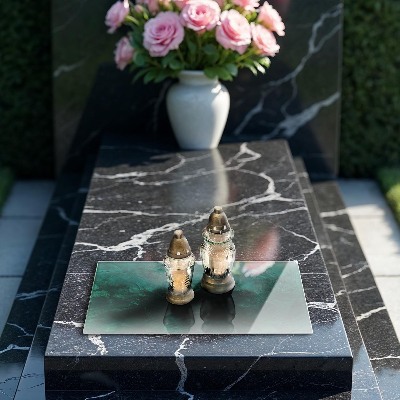 Posavaso de cristal para velas funerarias Textura de fondo de piedra