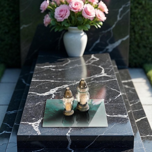 Posavaso de cristal para velas funerarias Textura de fondo de piedra