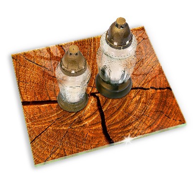 Posavaso de vidrio para velas funerarias Estructura del tronco de madera