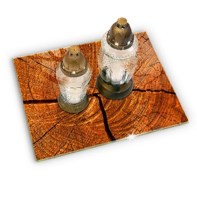 Posavaso de vidrio para velas funerarias Estructura del tronco de madera