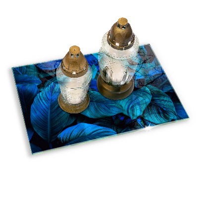 Posavaso de cristal para velas funerarias Hojas de vegetación selvática