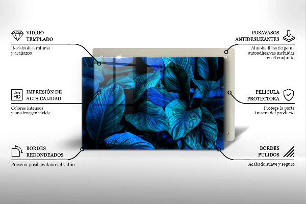 Posavaso de cristal para velas funerarias Hojas de vegetación selvática