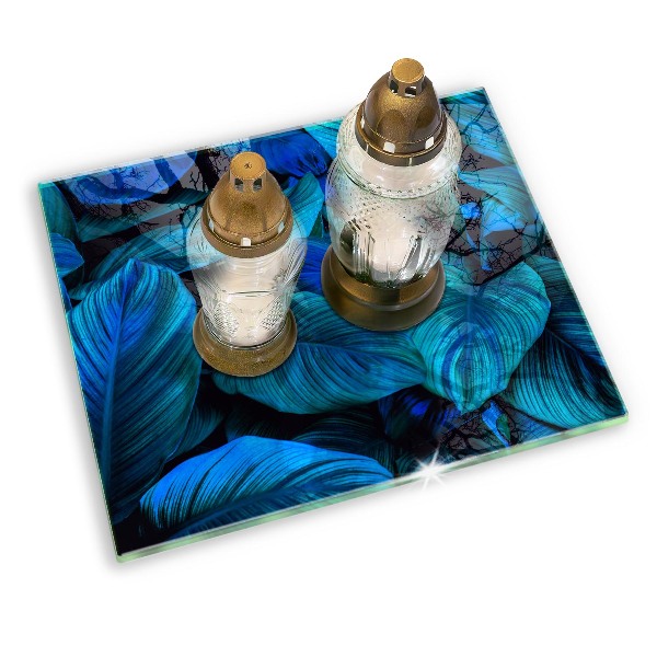 Posavaso de cristal para velas funerarias Hojas de vegetación selvática