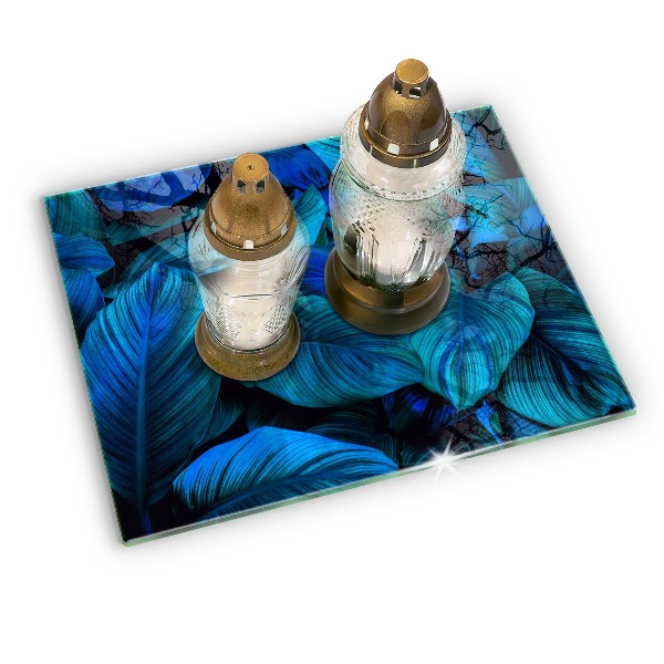 Posavaso de cristal para velas funerarias Hojas de vegetación selvática