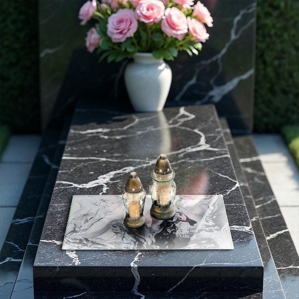 Posavaso de cristal para velas funerarias Abstracción de tinta