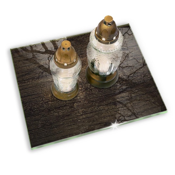 Posavaso de cristal para velas funerarias Textura de madera de corteza