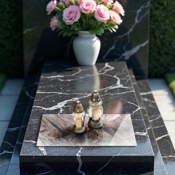 Posavaso de vidrio para velas funerarias Estructura de madera