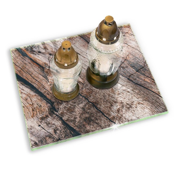 Posavaso de vidrio para velas funerarias Estructura de madera