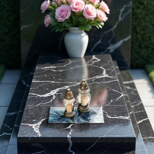 Posavaso de cristal para velas funerarias Estructura con oro