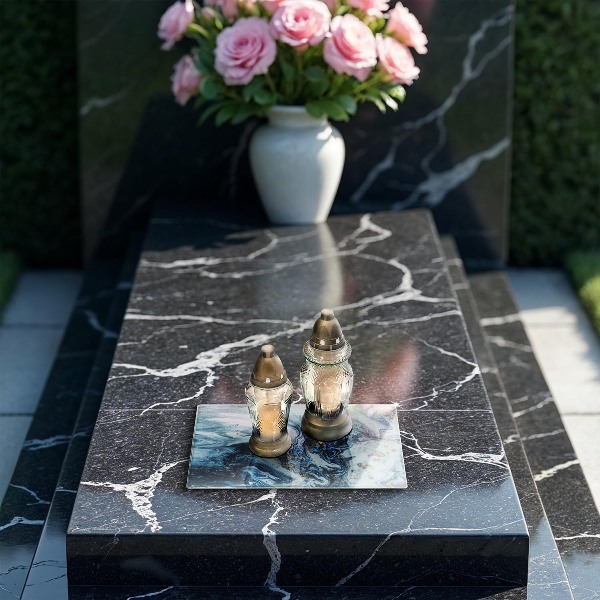 Posavaso de cristal para velas funerarias Estructura con oro