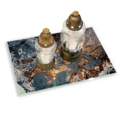 Posavaso de vidrio para velas Estructura de roca dorada