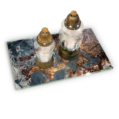 Posavaso de vidrio para velas Estructura de roca dorada