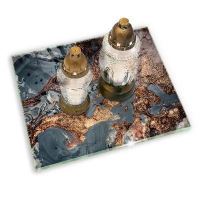 Posavaso de vidrio para velas Estructura de roca dorada