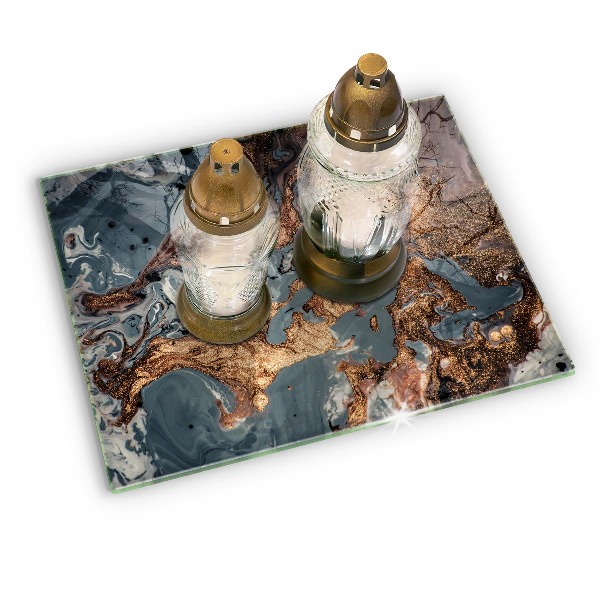 Posavaso de vidrio para velas Estructura de roca dorada