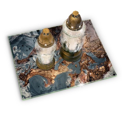 Posavaso de vidrio para velas Estructura de roca dorada