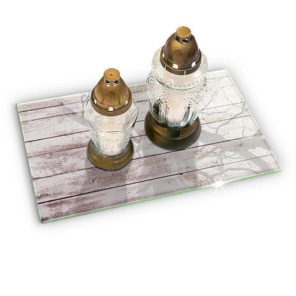 Posavaso de cristal para velas funerarias Tablas de madera viejas