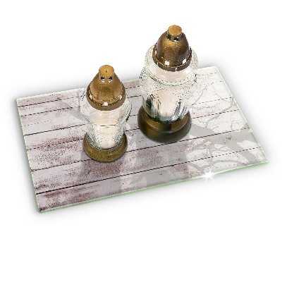 Posavaso de cristal para velas funerarias Tablas de madera viejas