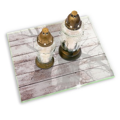Posavaso de cristal para velas funerarias Tablas de madera viejas