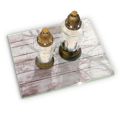 Posavaso de cristal para velas funerarias Tablas de madera viejas