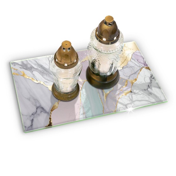 Posavaso de vidrio para velas funerarias Mármol pastel