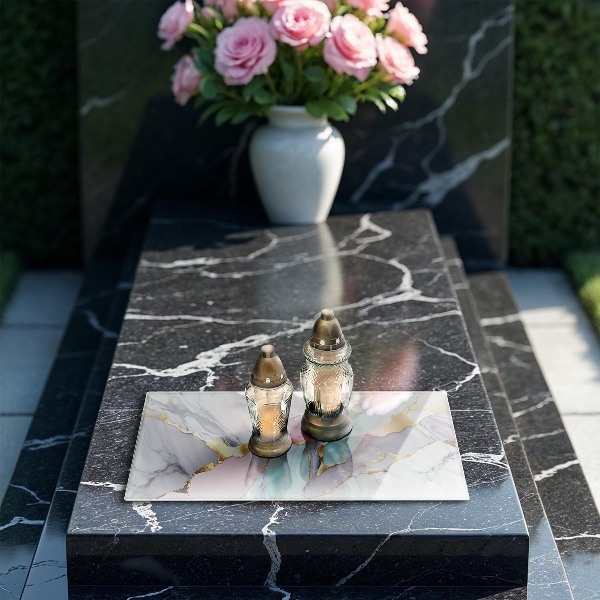 Posavaso de vidrio para velas funerarias Mármol pastel