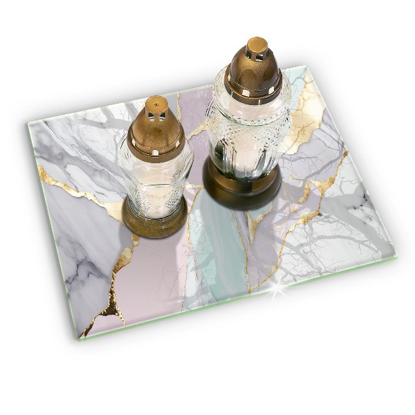 Posavaso de vidrio para velas funerarias Mármol pastel