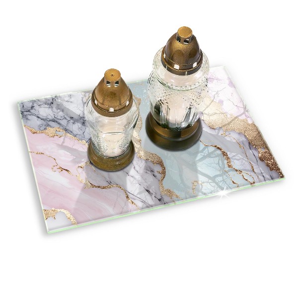 Posavaso de cristal para velas funerarias Mármol pastel