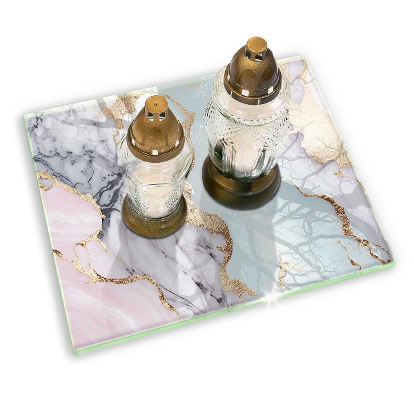 Posavaso de cristal para velas funerarias Mármol pastel