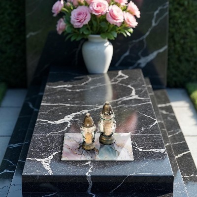 Posavaso de cristal para velas funerarias Mármol pastel