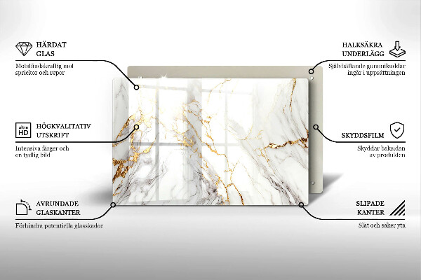 Posavaso de vidrio para velas Mármol claro con dorado