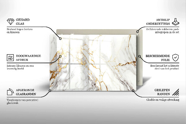 Posavaso de vidrio para velas Mármol claro con dorado